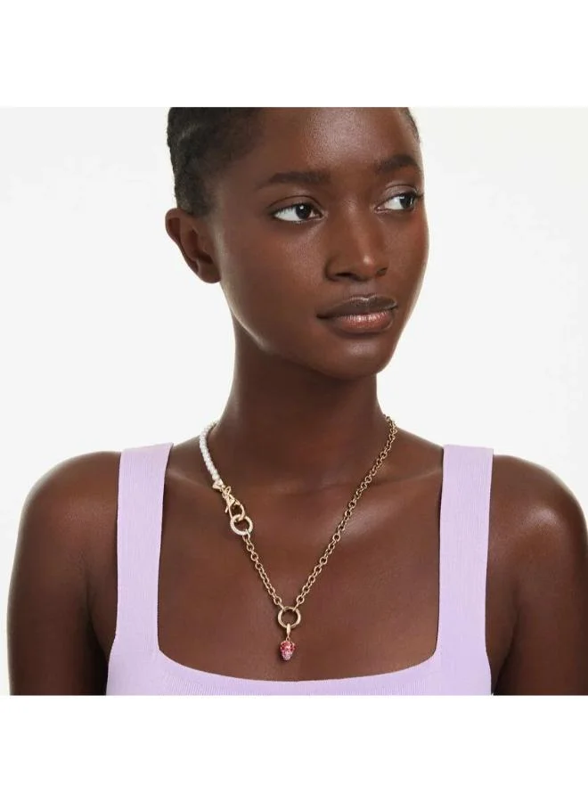 سواروفسكي سوار إيديليا بتعليقة فراولة حمراء مطلي بالذهب